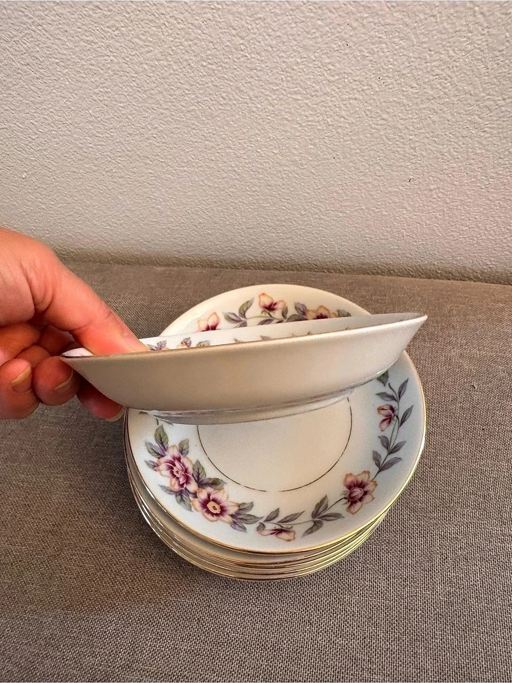 Vintage c. 1950s–60s Regal China Japan Sharon Floral Saucers Set of 6